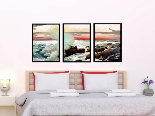Product picture Beach Sunset Watercolor 3 Piece Wall Art