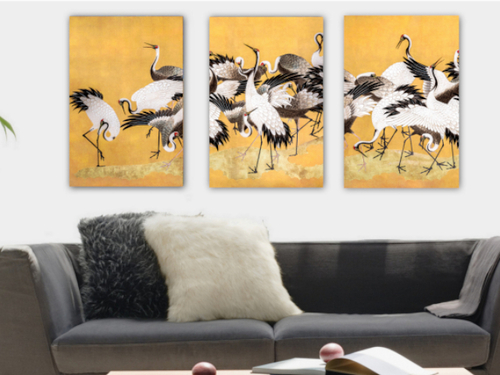 Product picture Flock of Cranes Japanese 3 piece wall art