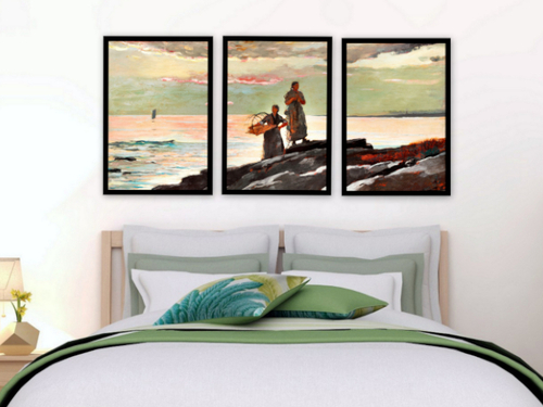 Product picture Sunset Ocean Wall Art - 3 piece seascape poster set