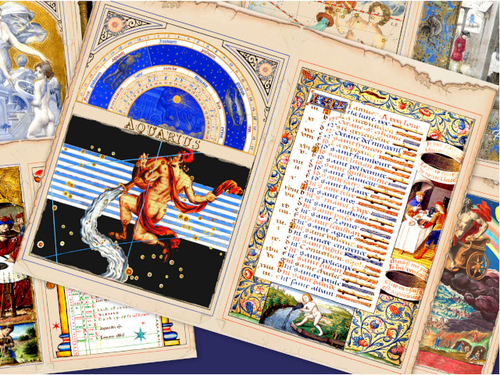 Product picture Aquarius Astrology Junk Journal Paper Medieval Celestial 