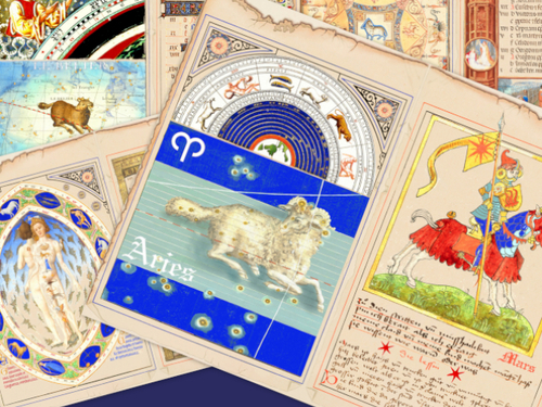 Product picture Aries Zodiac Junk Journal Pages Medieval Celestial Paper