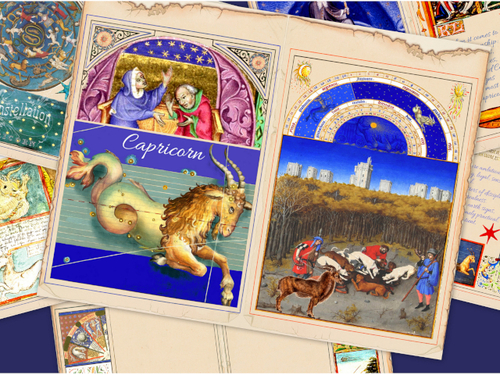 Product picture Capricorn Zodiac Junk Journal Pages Medieval Celestial Paper