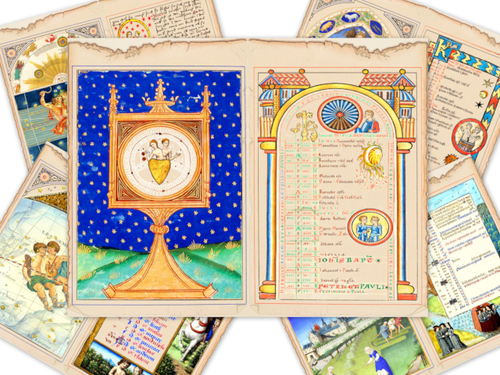 Product picture Gemini Zodiac Junk Journal Pages Medieval Celestial Paper