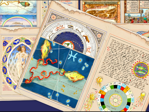 Product picture Pisces Zodiac Junk Journal Pages Medieval Celestial Paper