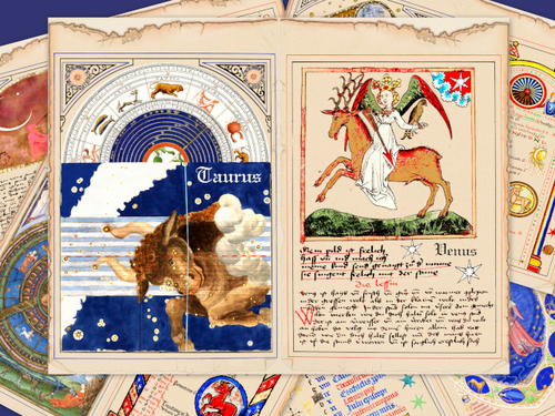 Product picture Taurus Zodiac Junk Journal Pages Medieval Celestial Paper