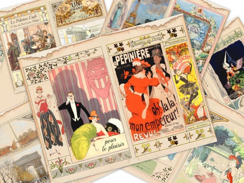 Product picture Paris vintage themed junk journal paper set no. 2